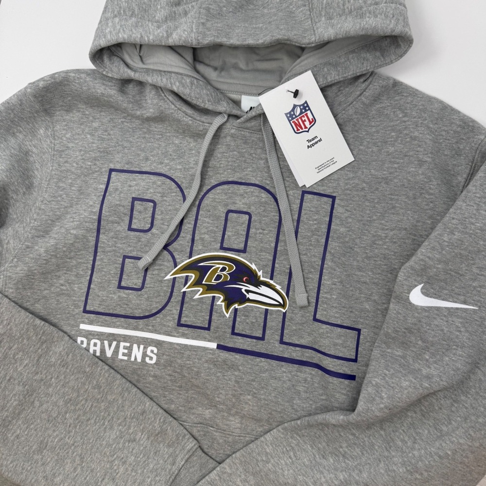 Nike Baltimore Ravens NFL Team Apparel Hoodie Pullover Mens Size Small Grey NEW
